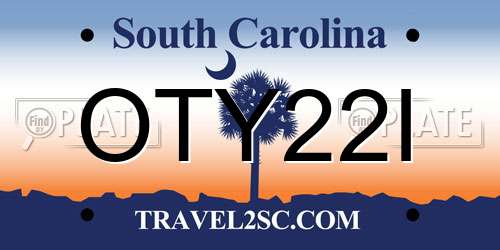 OTY22I South Carolina License Plate