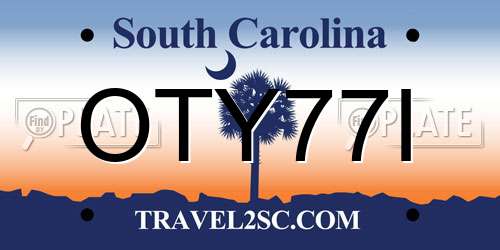 OTY77I South Carolina License Plate