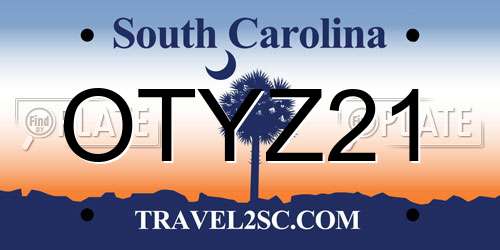 OTYZ21 South Carolina License Plate