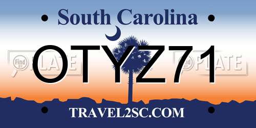 OTYZ71 South Carolina License Plate