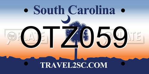 OTZ059 South Carolina License Plate