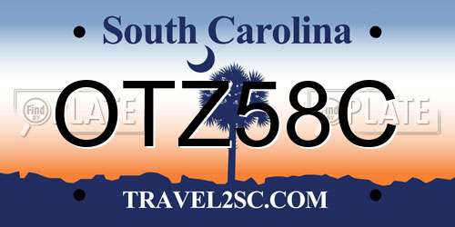 OTZ58C South Carolina License Plate