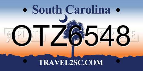 OTZ6548 South Carolina License Plate