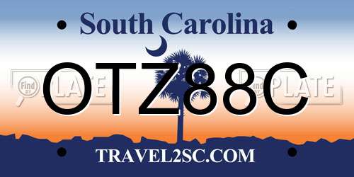 OTZ88C South Carolina License Plate