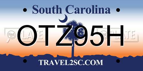 OTZ95H South Carolina License Plate