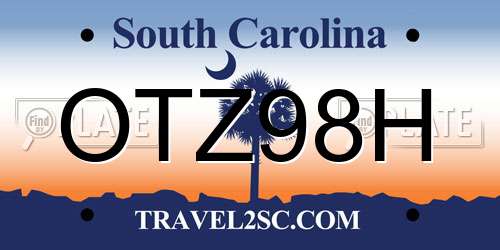 OTZ98H South Carolina License Plate