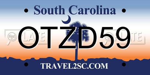 OTZD59 South Carolina License Plate
