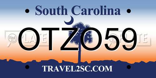 OTZO59 South Carolina License Plate