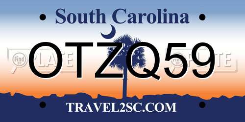 OTZQ59 South Carolina License Plate