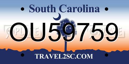 OU59759 South Carolina License Plate
