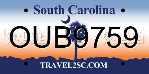 OUB9759 South Carolina License Plate