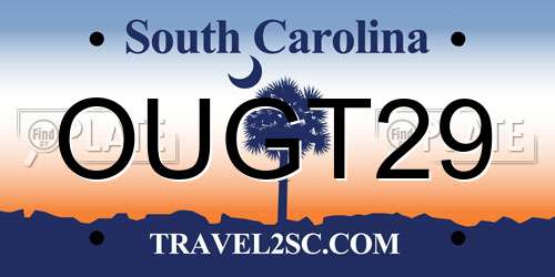 OUGT29 South Carolina License Plate