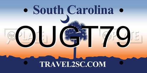 OUGT79 South Carolina License Plate
