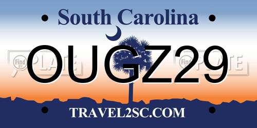 OUGZ29 South Carolina License Plate