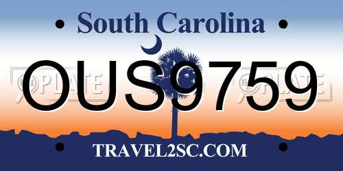 OUS9759 South Carolina License Plate