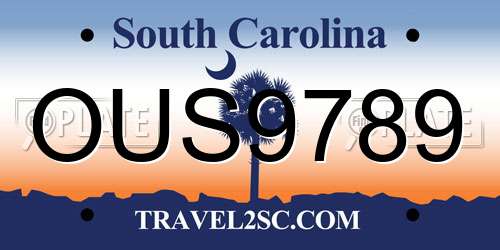 OUS9789 South Carolina License Plate