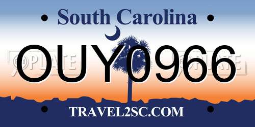OUY0966 South Carolina License Plate