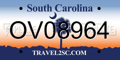 OV08964 South Carolina License Plate