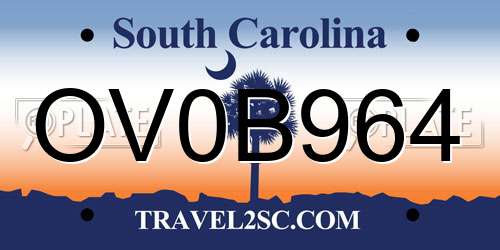 OV0B964 South Carolina License Plate