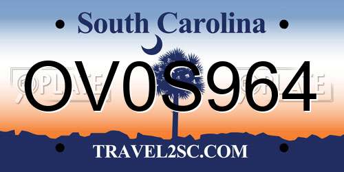 OV0S964 South Carolina License Plate