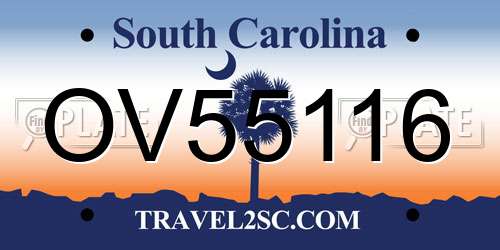 OV55116 South Carolina License Plate