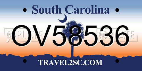 OV58536 South Carolina License Plate