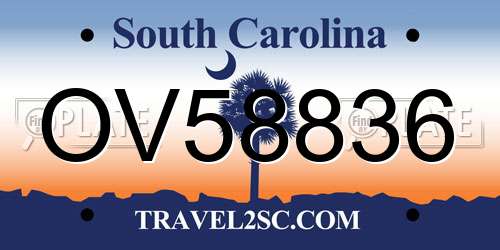 OV58836 South Carolina License Plate