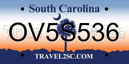OV5S536 South Carolina License Plate