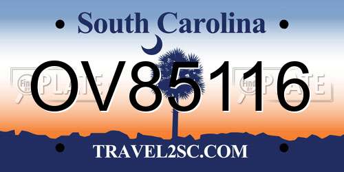 OV85116 South Carolina License Plate