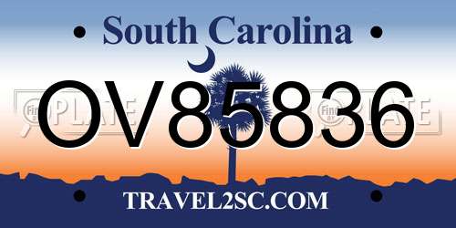 OV85836 South Carolina License Plate