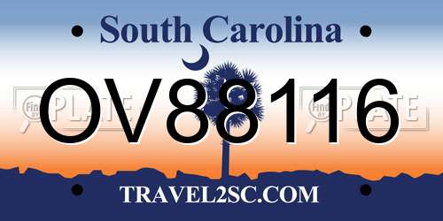 OV88116 South Carolina License Plate