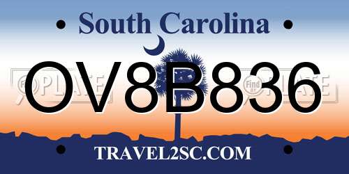 OV8B836 South Carolina License Plate