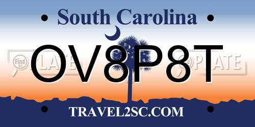OV8P8T South Carolina License Plate