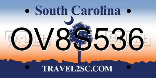 OV8S536 South Carolina License Plate