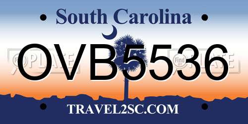 OVB5536 South Carolina License Plate