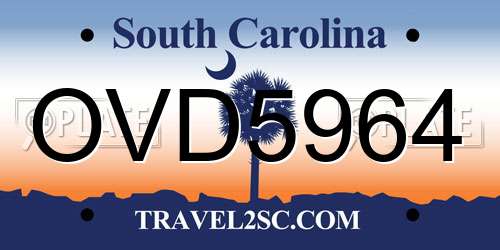 OVD5964 South Carolina License Plate