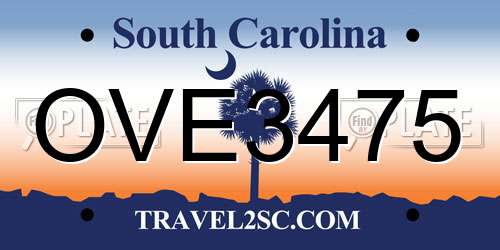 OVE3475 South Carolina License Plate