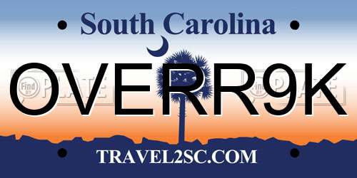 OVERR9K South Carolina License Plate