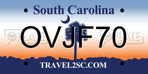 OVJF70 South Carolina License Plate