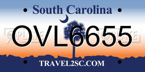 OVL6655 South Carolina License Plate