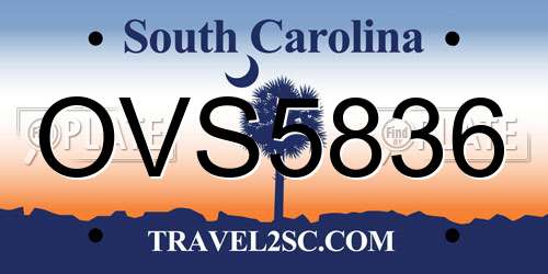 OVS5836 South Carolina License Plate