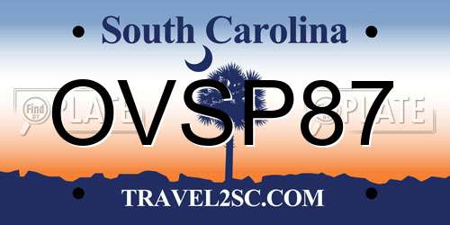 OVSP87 South Carolina License Plate