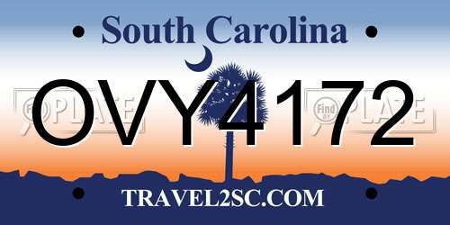 OVY4172 South Carolina License Plate