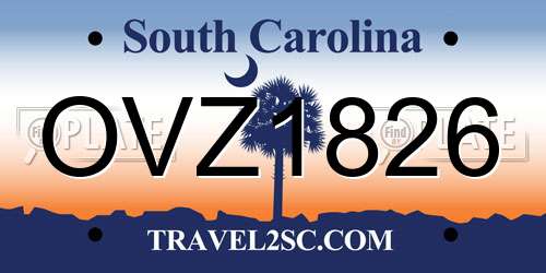 OVZ1826 South Carolina License Plate