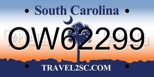 OW62299 South Carolina License Plate