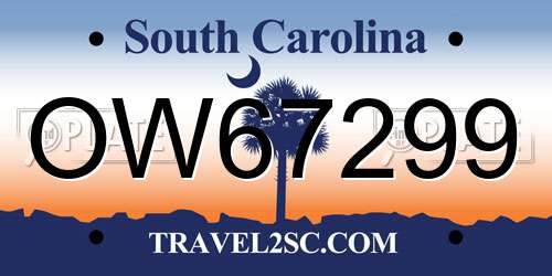 OW67299 South Carolina License Plate