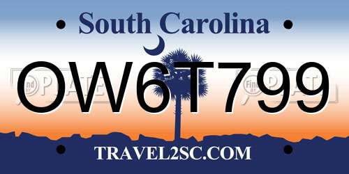 OW6T799 South Carolina License Plate