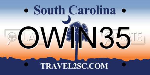 OWIN35 South Carolina License Plate