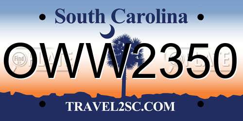 OWW2350 South Carolina License Plate