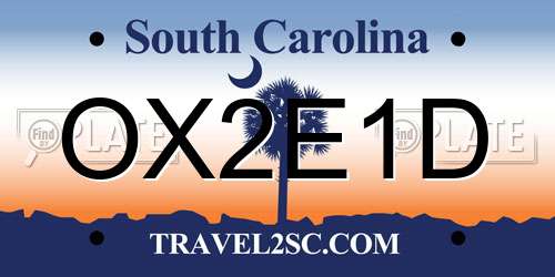 OX2E1D South Carolina License Plate